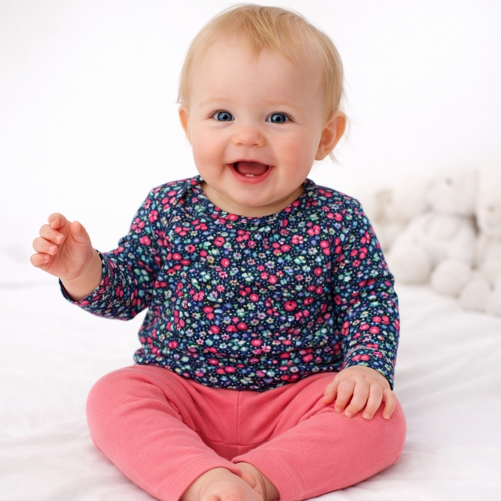Child of Mine Floral Long Sleeve Onesie and Pink Pants Set Size 3-6 Months